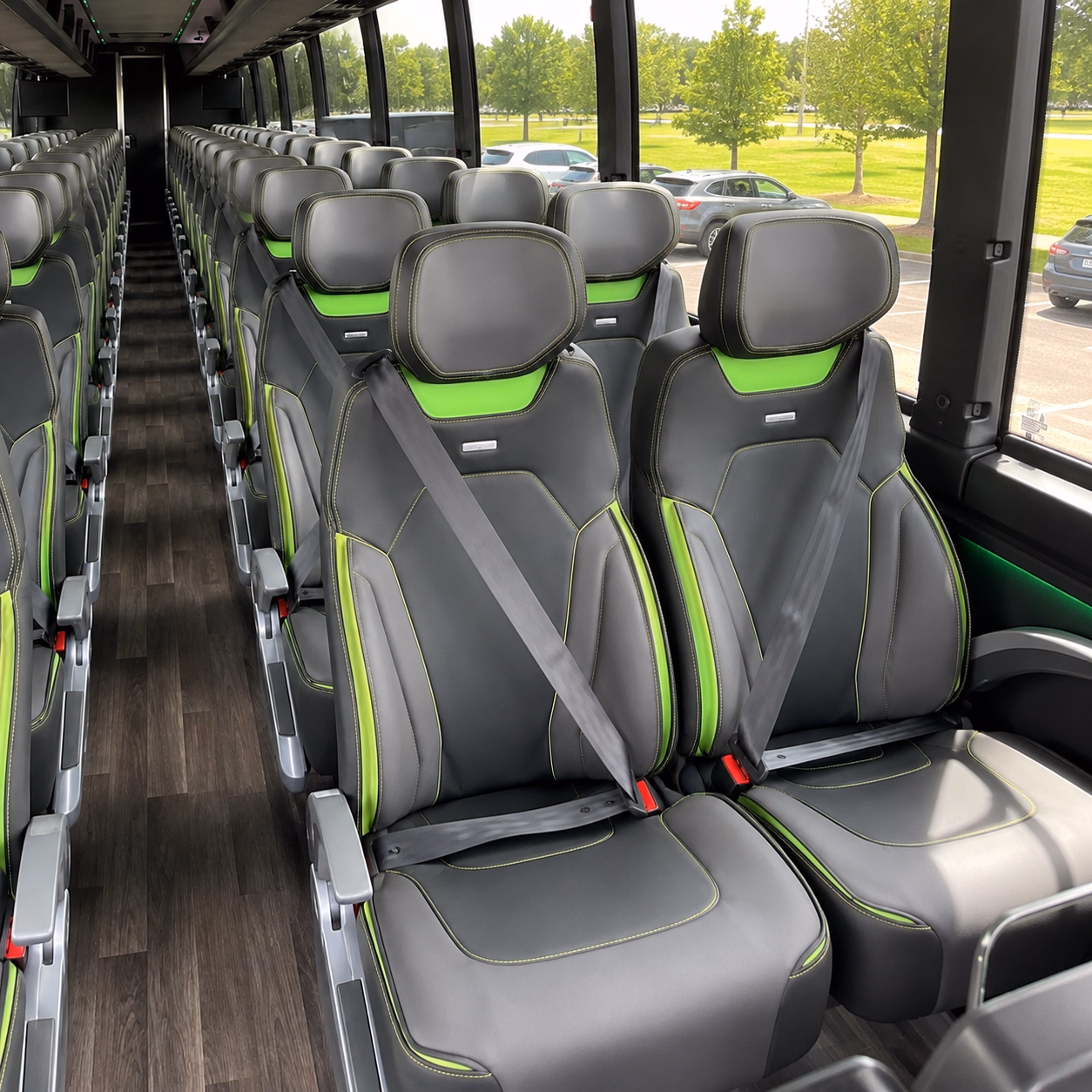 56 passenger charter bus inside