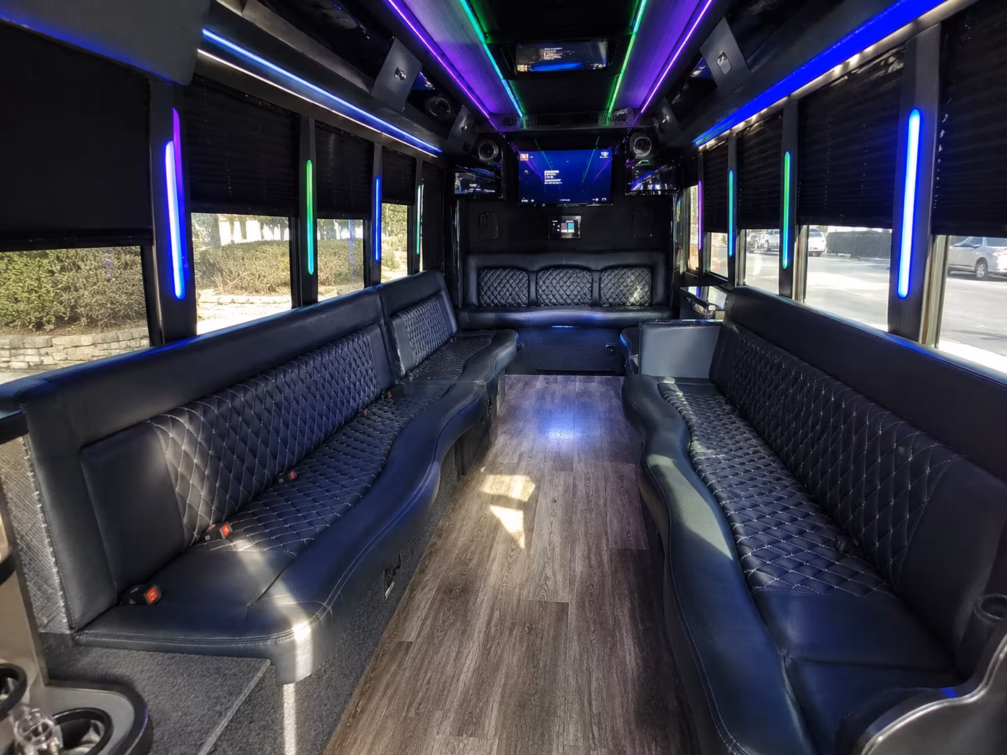 boulder 15 passenger party bus interior