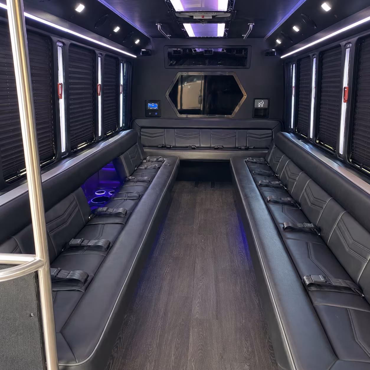 boulder 18 passenger party bus interior