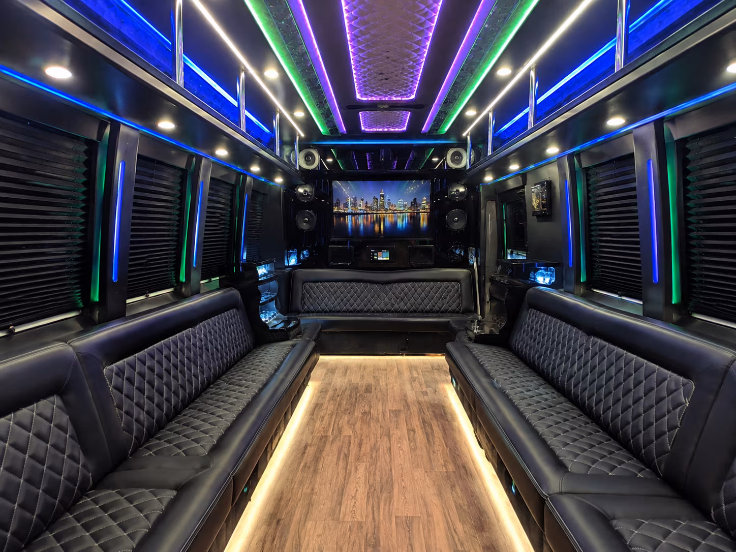 boulder 25 passenger party bus interior