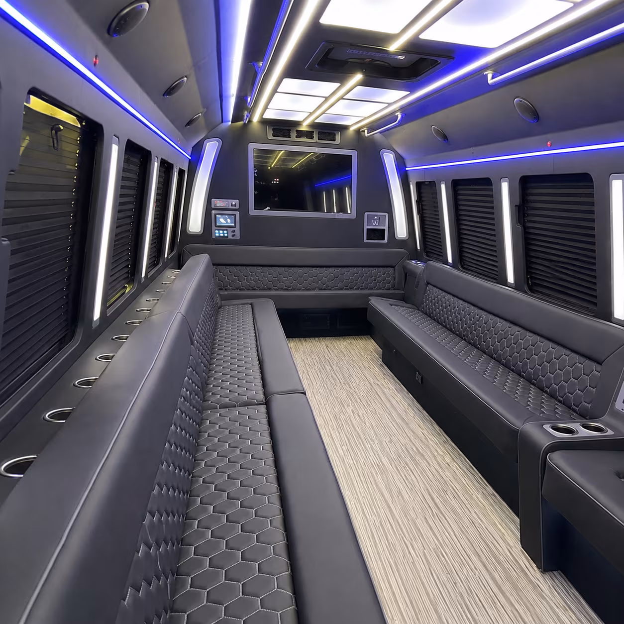 boulder 40 passenger party bus inside