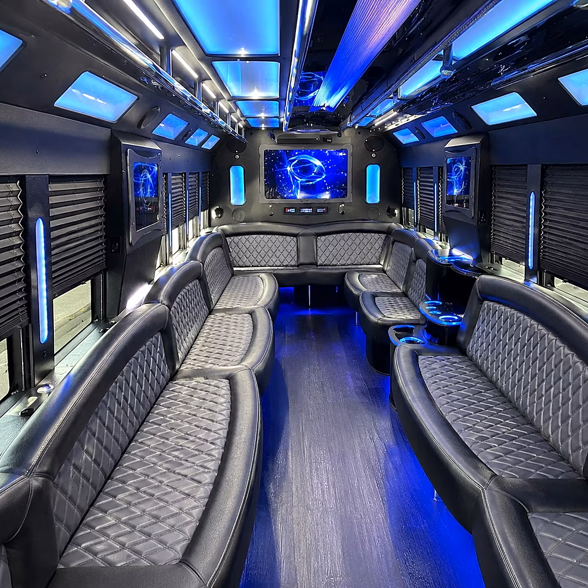 boulder 50 passenger party bus interior
