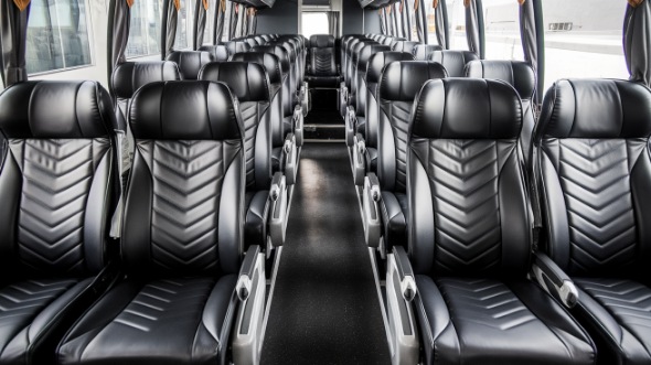 54 passenger charter bus inside aurora